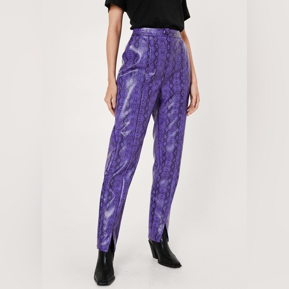 Faux Leather Snake High Waisted Pants - Picture 1 of 14